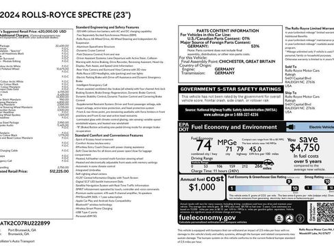 New 2024 Rolls-Royce Spectre w/ Spectre Launch Package AWD/4WD image 2