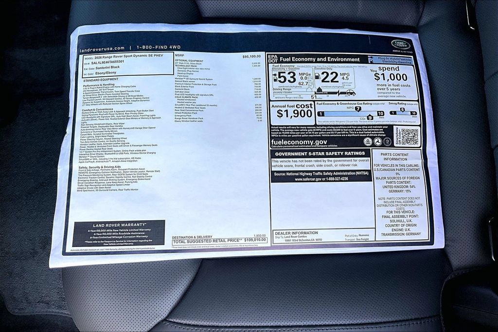 New 2026 Land Rover Range Rover Sport Dynamic SE AWD/4WD image 14