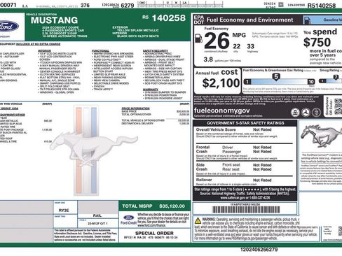 Used 2024 Ford Mustang Coupe w/ Mustang Nite Pony Package RWD image 2