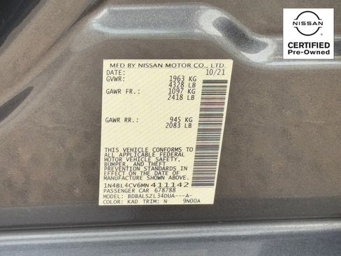 Certified 2021 Nissan Altima 2.5 SR image 29