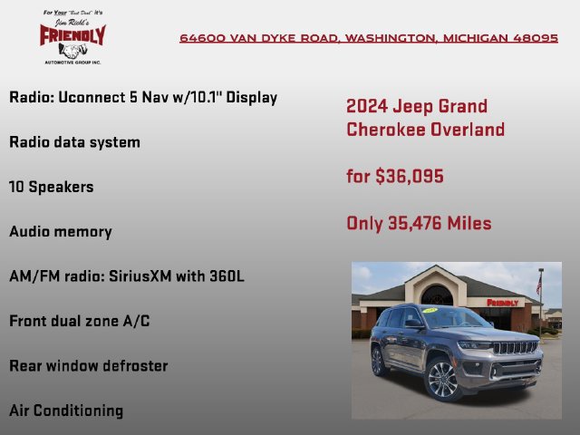 Certified 2024 Jeep Grand Cherokee Overland w/ Luxury Tech Group IV AWD/4WD image 15
