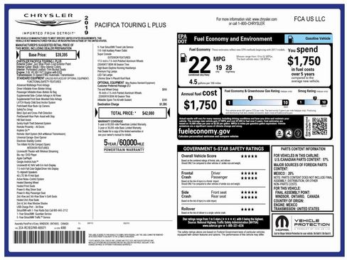 Used 2019 Chrysler Pacifica Touring-L Plus w/ Tire & Wheel Group image 3