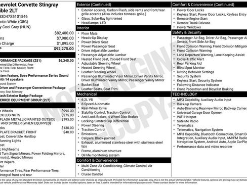 Used 2025 Chevrolet Corvette Stingray Preferred Conv w/ Z51 Performance Package RWD image 6