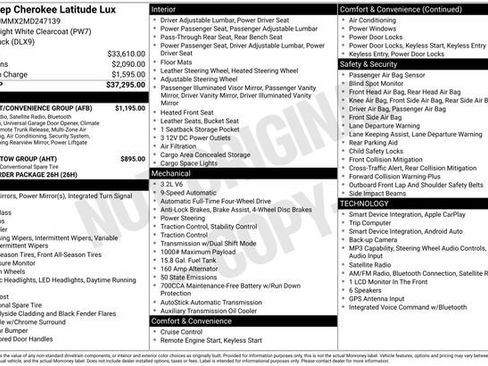 Used 2021 Jeep Cherokee Latitude Lux w/ Comfort/Convenience Group AWD/4WD image 20