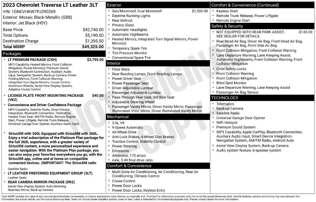 Used 2023 Chevrolet Traverse LT w/ LT Premium Package AWD/4WD image 16