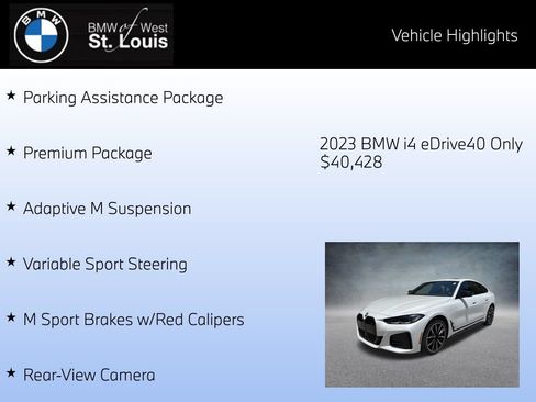 Used 2023 BMW i4 eDrive40 w/ M Sport Package RWD image 16