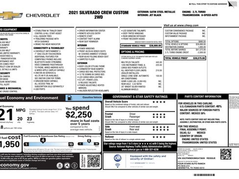 Used 2021 Chevrolet Silverado 1500 Custom image 3