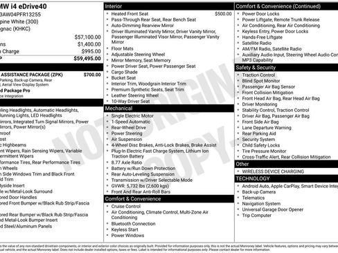 Certified 2023 BMW i4 eDrive40 w/ Parking Assistance Package RWD image 6