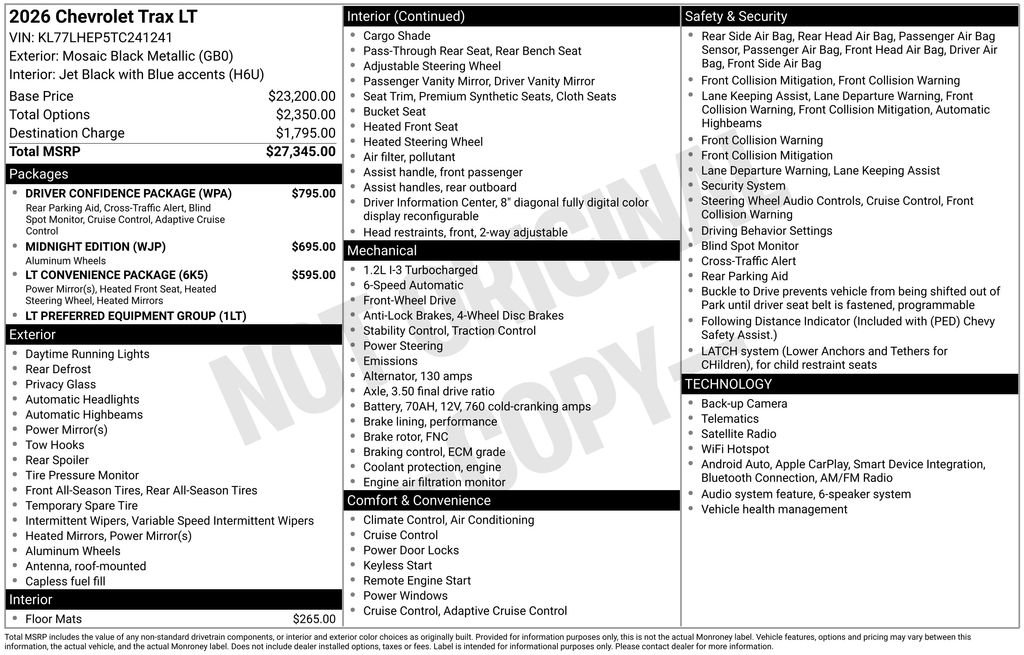 New 2026 Chevrolet Trax LT w/ Driver Confidence Package FWD image 6