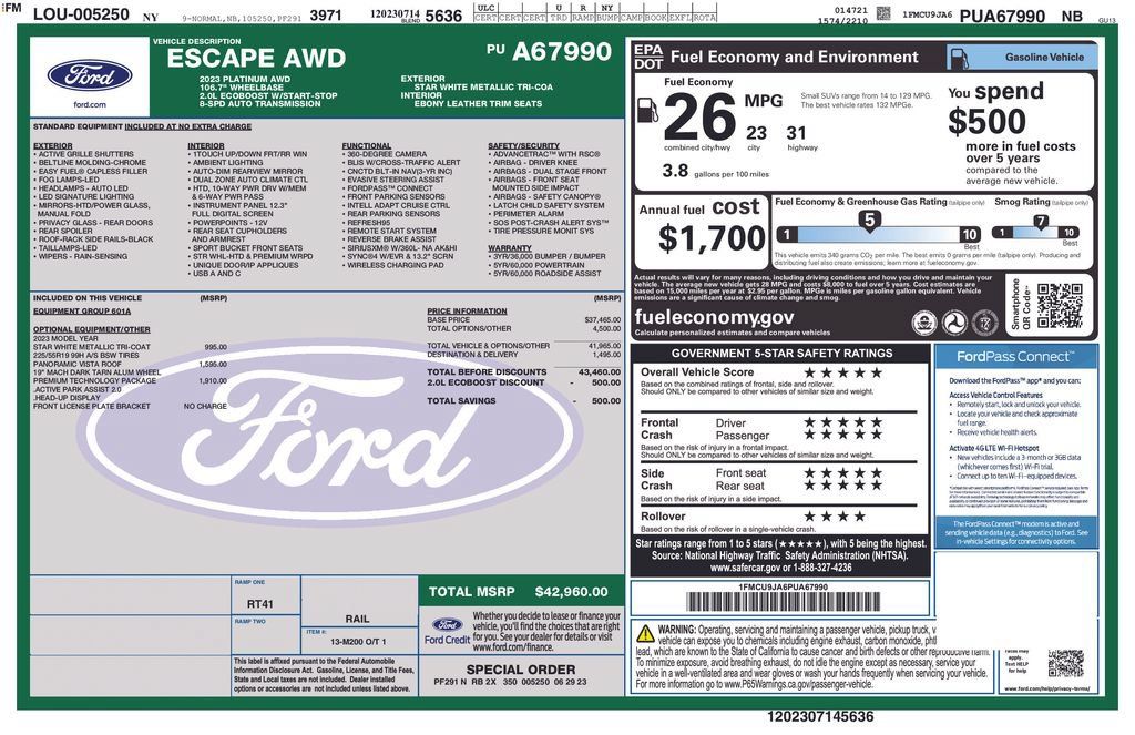 Used 2023 Ford Escape Platinum w/ Premium Technology Package AWD/4WD image 13