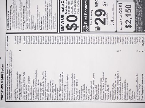 New 2026 BMW M340i Sedan w/ Driving Assistance Package image 8