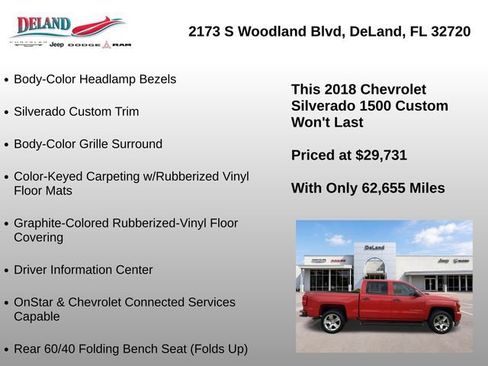 Used 2018 Chevrolet Silverado 1500 Custom w/ Custom Value Package AWD/4WD image 39