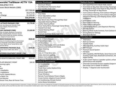 Certified 2023 Chevrolet TrailBlazer ACTIV w/ Sun and Liftgate Package AWD/4WD image 36