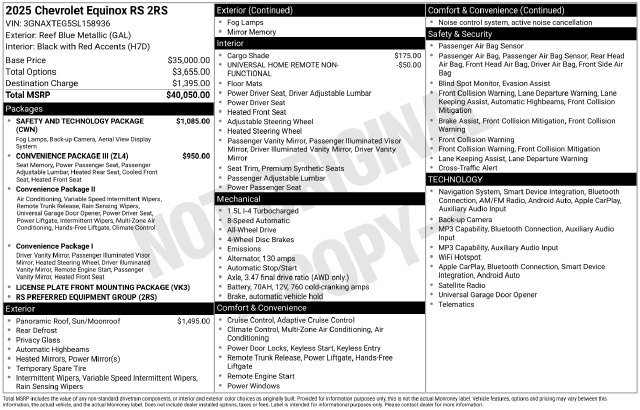 Used 2025 Chevrolet Equinox RS w/ Safety and Technology Package AWD/4WD image 32