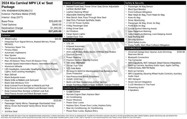 Used 2024 Kia Carnival LX FWD image 10