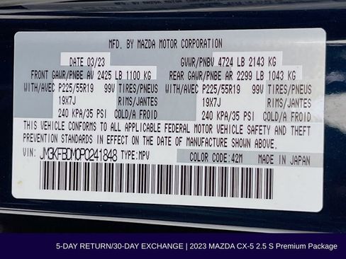 Used 2023 MAZDA CX-5 AWD 2.5 S w/ Premium Package image 38