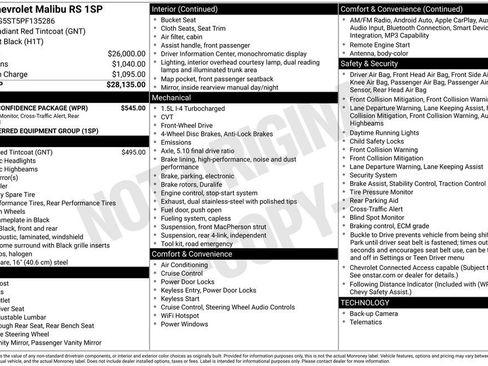 Certified 2023 Chevrolet Malibu RS w/ Driver Confidence Package image 33