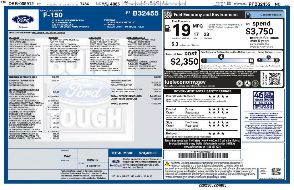 Used 2023 Ford F150 Lariat w/ Equipment Group 502A High AWD/4WD image 32