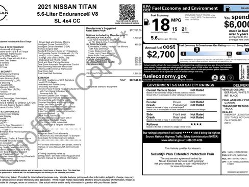 Used 2021 Nissan Titan SL w/ Moonroof Package AWD/4WD image 3