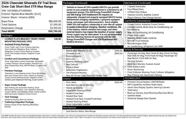 Used 2026 Chevrolet Silverado EV Trail Boss AWD/4WD image 1