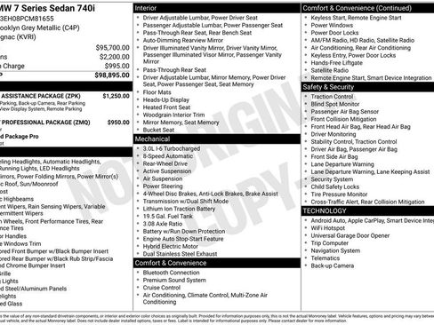 Used 2023 BMW 740i w/ Parking Assistance Package RWD image 9