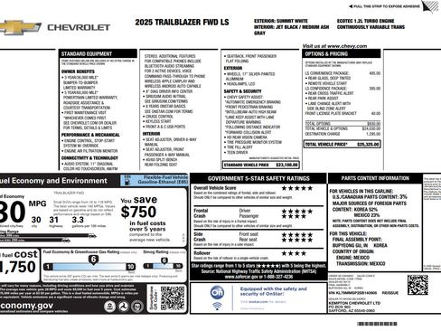 Used 2025 Chevrolet TrailBlazer LS w/ LS Convenience Package FWD image 31