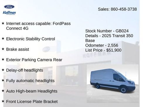 Used 2025 Ford Transit 350 148 High Roof Extended w/ Load Area Protection Package RWD image 20