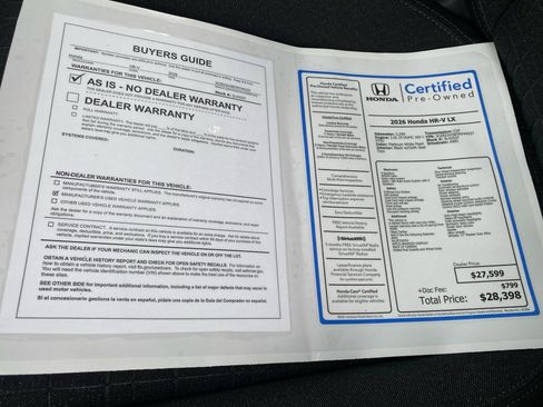 Certified 2026 Honda HR-V LX image 37