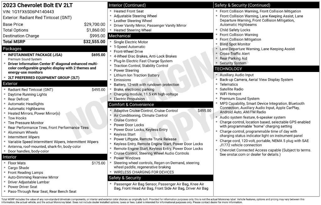 Used 2023 Chevrolet Bolt LT w/ Infotainment Package FWD image 5