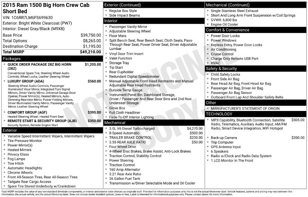 Used 2015 RAM 1500 Big Horn AWD/4WD image 1