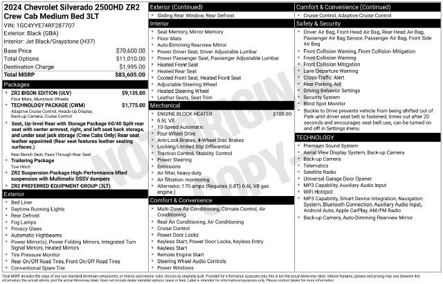 Used 2024 Chevrolet Silverado 2500 ZR2 w/ ZR2 Bison Edition AWD/4WD image 74