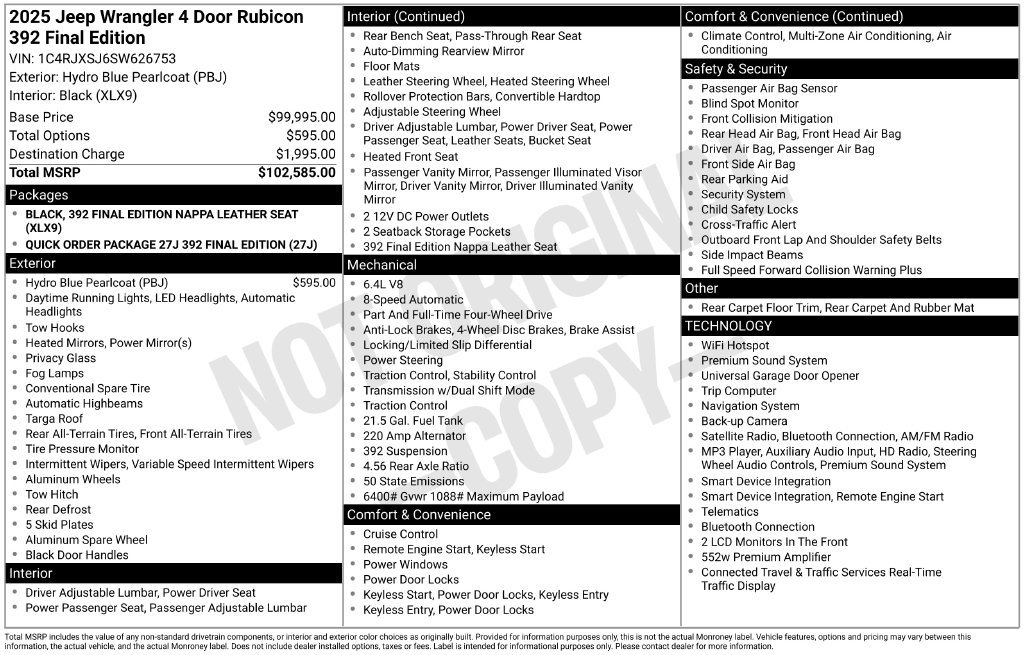 Used 2025 Jeep Wrangler Unlimited Rubicon 392 AWD/4WD image 4