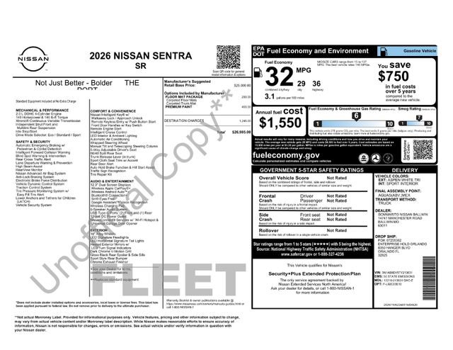 Used 2026 Nissan Sentra SR w/ Floor Mat Package FWD image 26