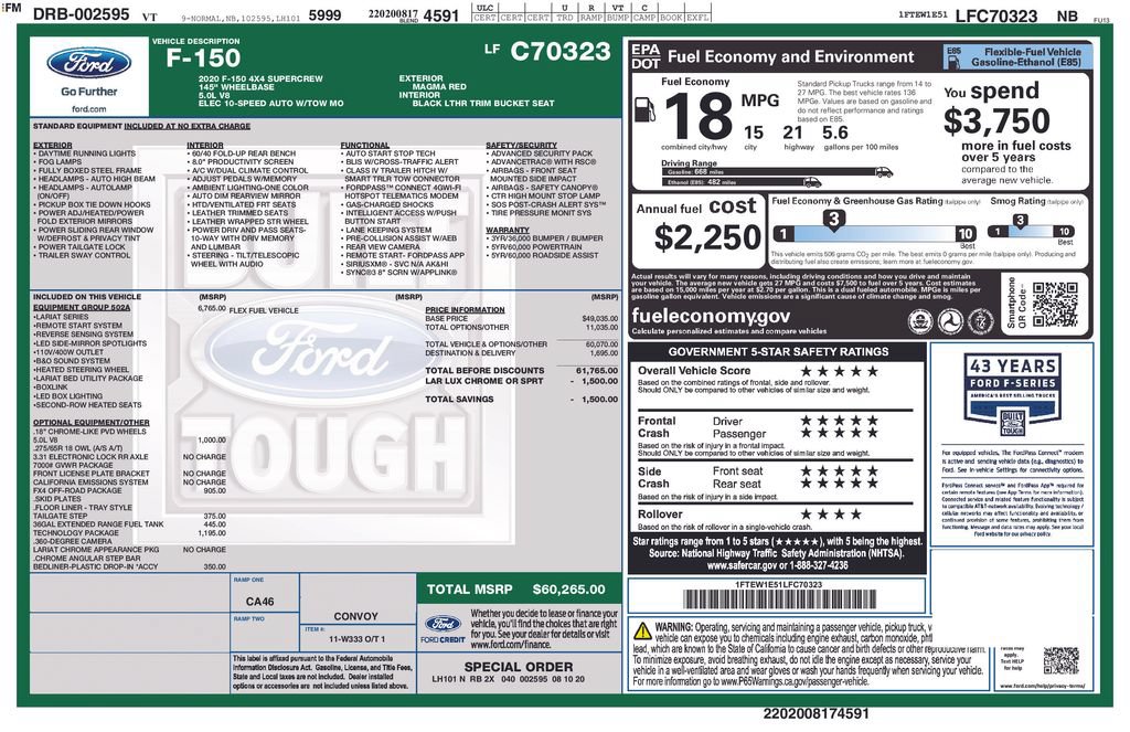 Used 2020 Ford F150 Lariat w/ Equipment Group 502A Luxury AWD/4WD image 31
