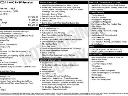 Used 2024 MAZDA CX-90 Plug-In Hybrid w/ Premium Plus image 44
