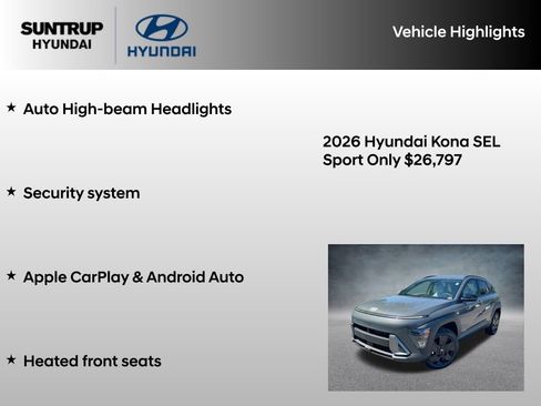 Certified 2026 Hyundai Kona SEL Sport AWD/4WD image 16