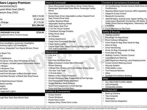 New 2025 Subaru Legacy Premium w/ Popular Package #1A image 17