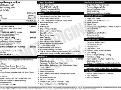 Used 2018 Jeep Renegade Sport w/ Power & Air Group image 2