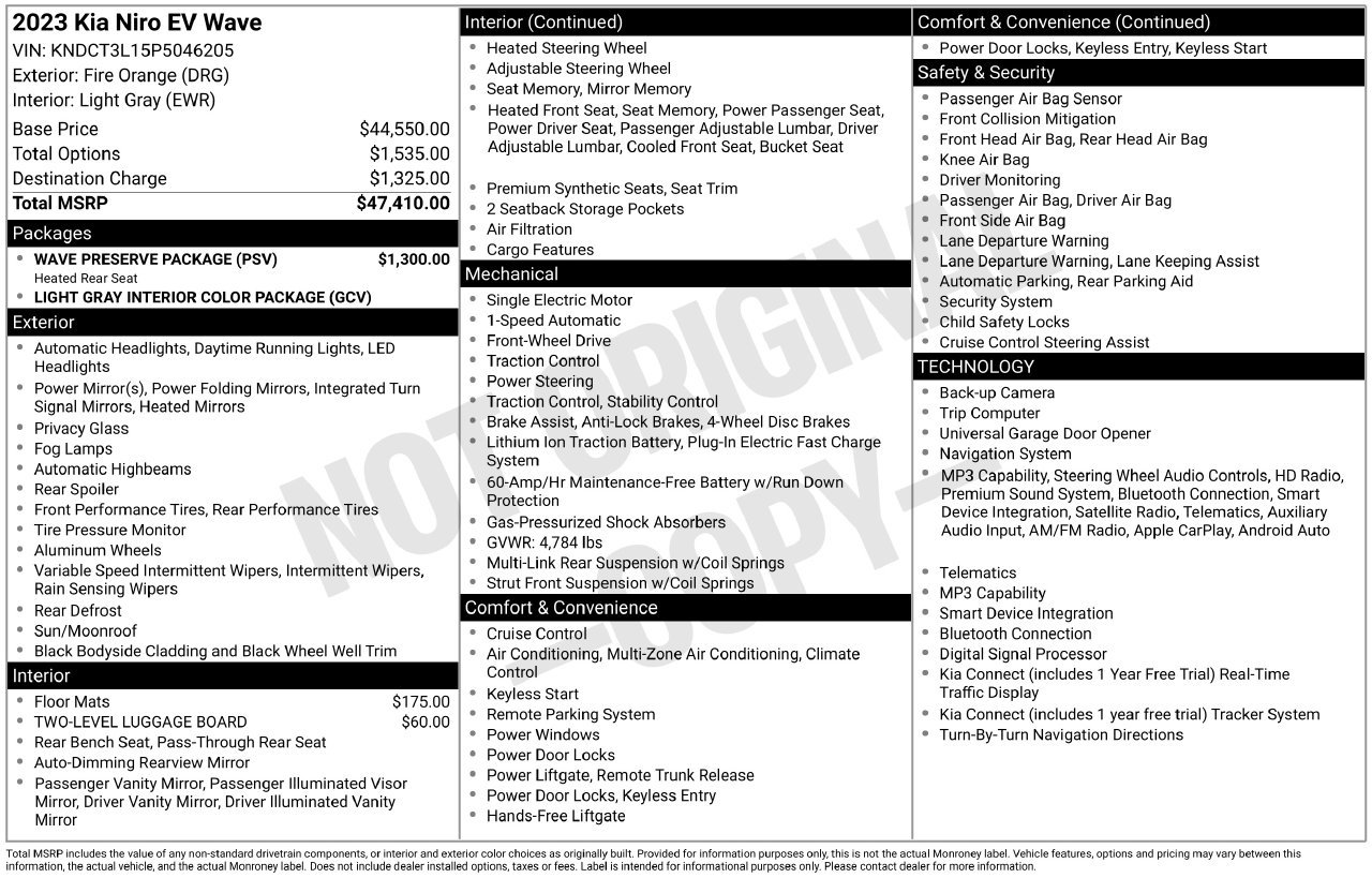 Used 2023 Kia Niro Wave w/ Wave Preserve Package FWD image 3