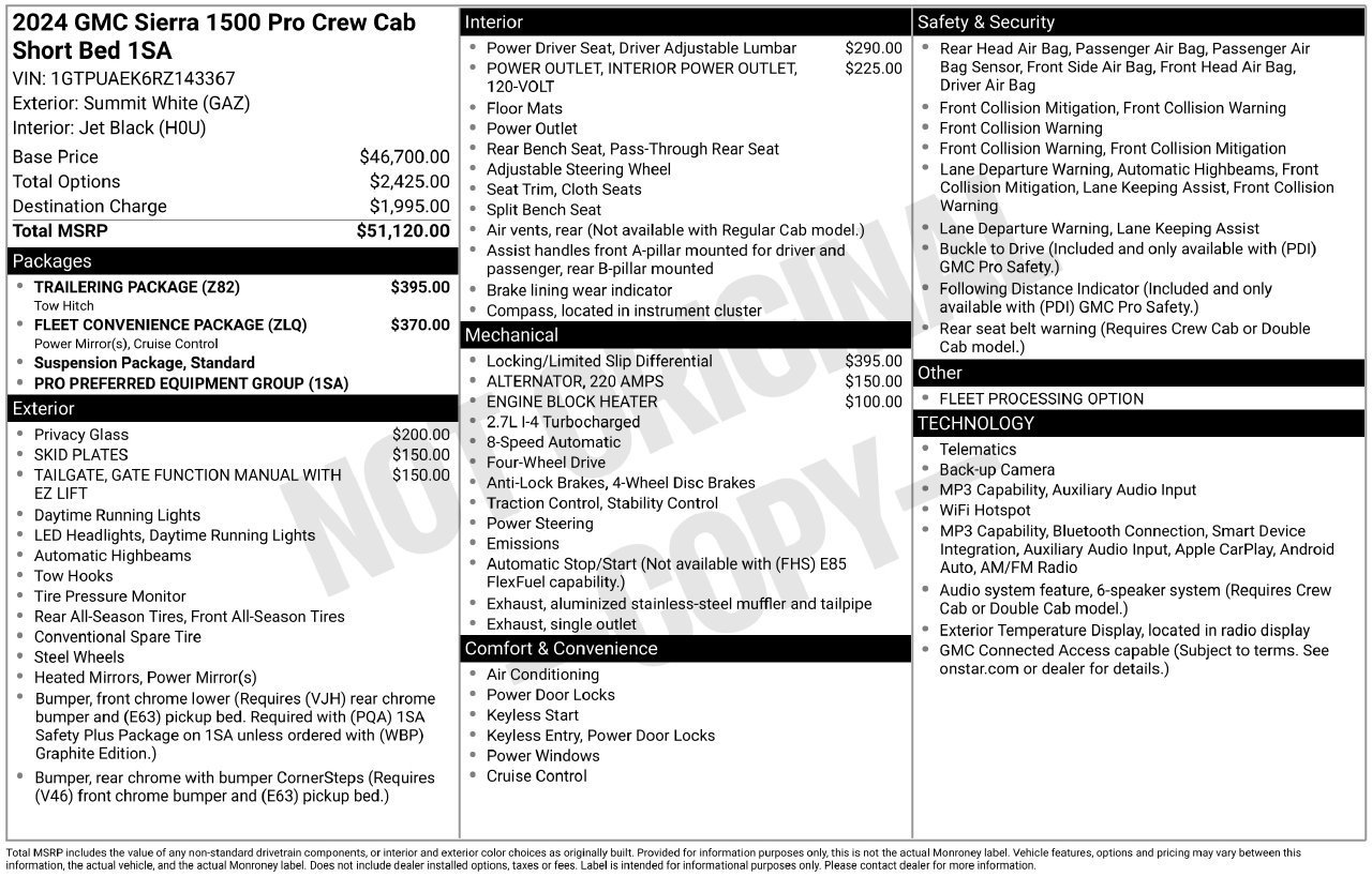 Used 2024 GMC Sierra 1500 Pro w/ Trailering Package AWD/4WD image 30