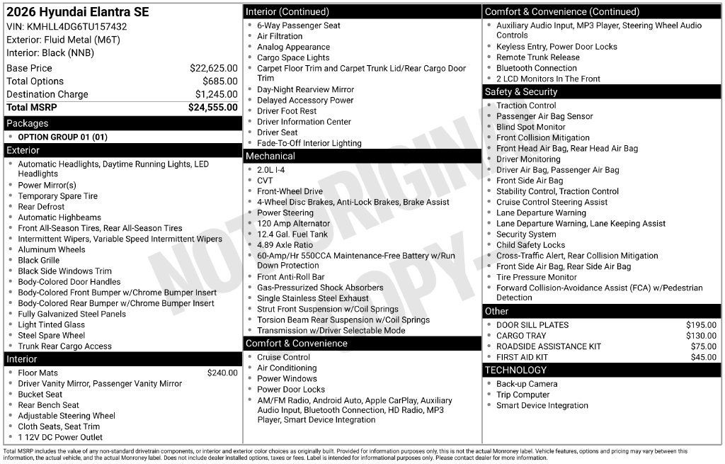 Used 2026 Hyundai Elantra SE FWD image 5