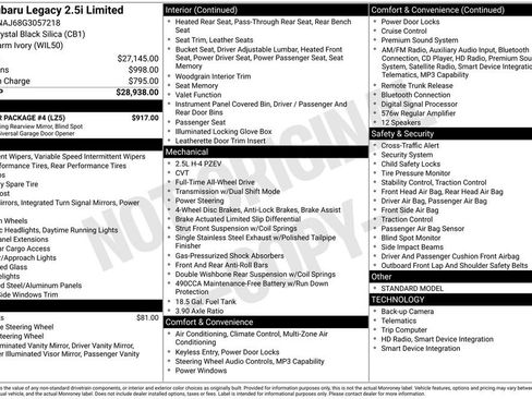 Used 2016 Subaru Legacy 2.5i Limited w/ Popular Package #4 image 3