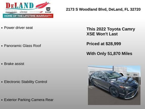 Used 2022 Toyota Camry XSE FWD image 2