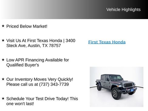 Used 2025 Jeep Gladiator Rubicon w/ Safety Group AWD/4WD image 10