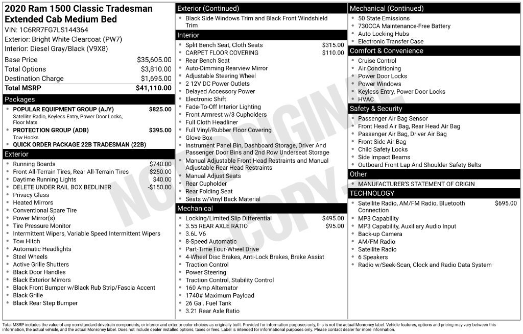Used 2020 RAM 1500 Tradesman w/ Popular Equipment Group AWD/4WD image 5
