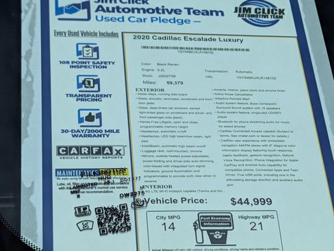 Used 2020 Cadillac Escalade Luxury w/ Escalade Sport Edition AWD/4WD image 15