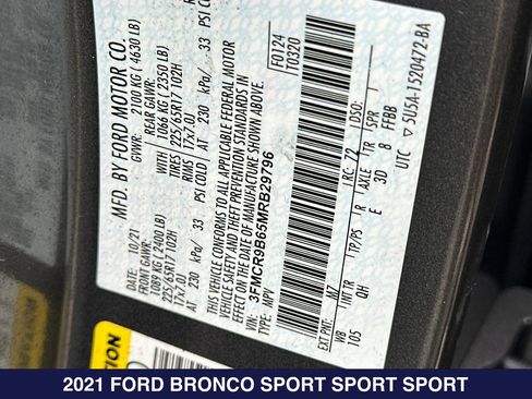 Used 2021 Ford Bronco Sport Big Bend w/ Big Bend Package AWD/4WD image 31
