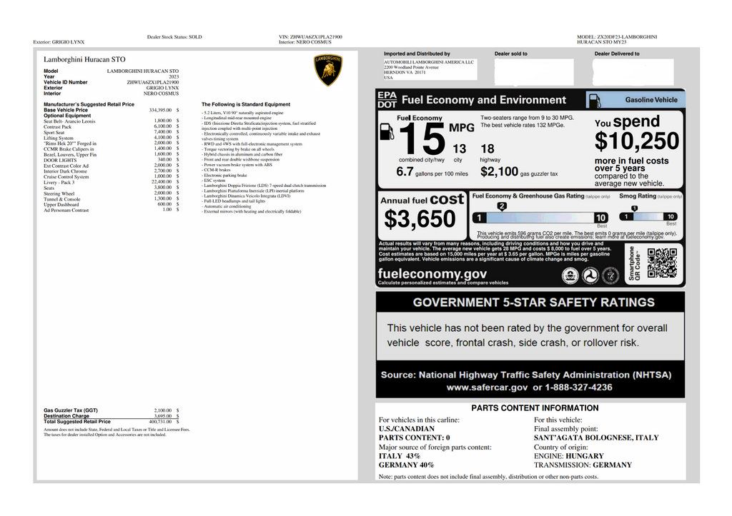 Used 2023 Lamborghini Huracan STO RWD image 2