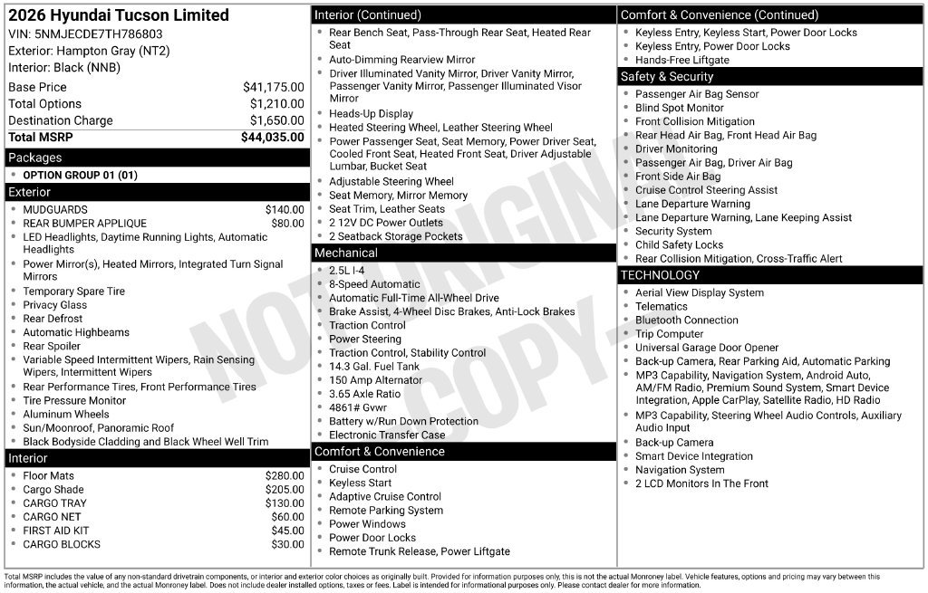 New 2026 Hyundai Tucson Limited AWD/4WD image 16