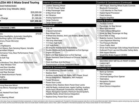 Certified 2024 MAZDA MX-5 Miata Grand Touring w/ Weather Package RWD image 26